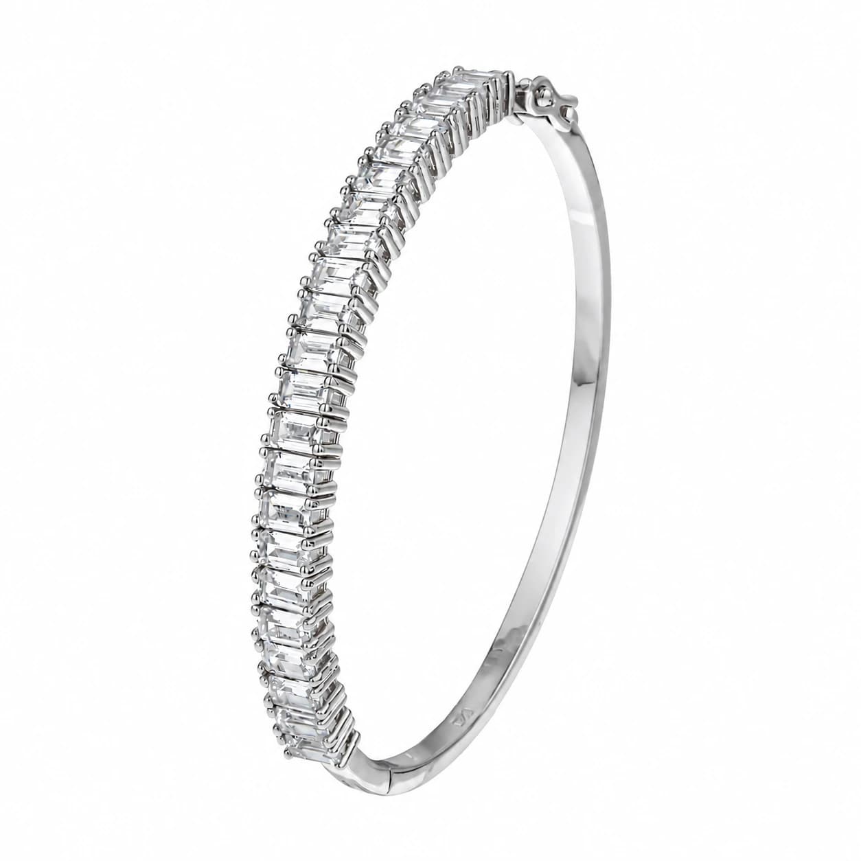 BAGUETTE TENNIS BANGLE — כסף