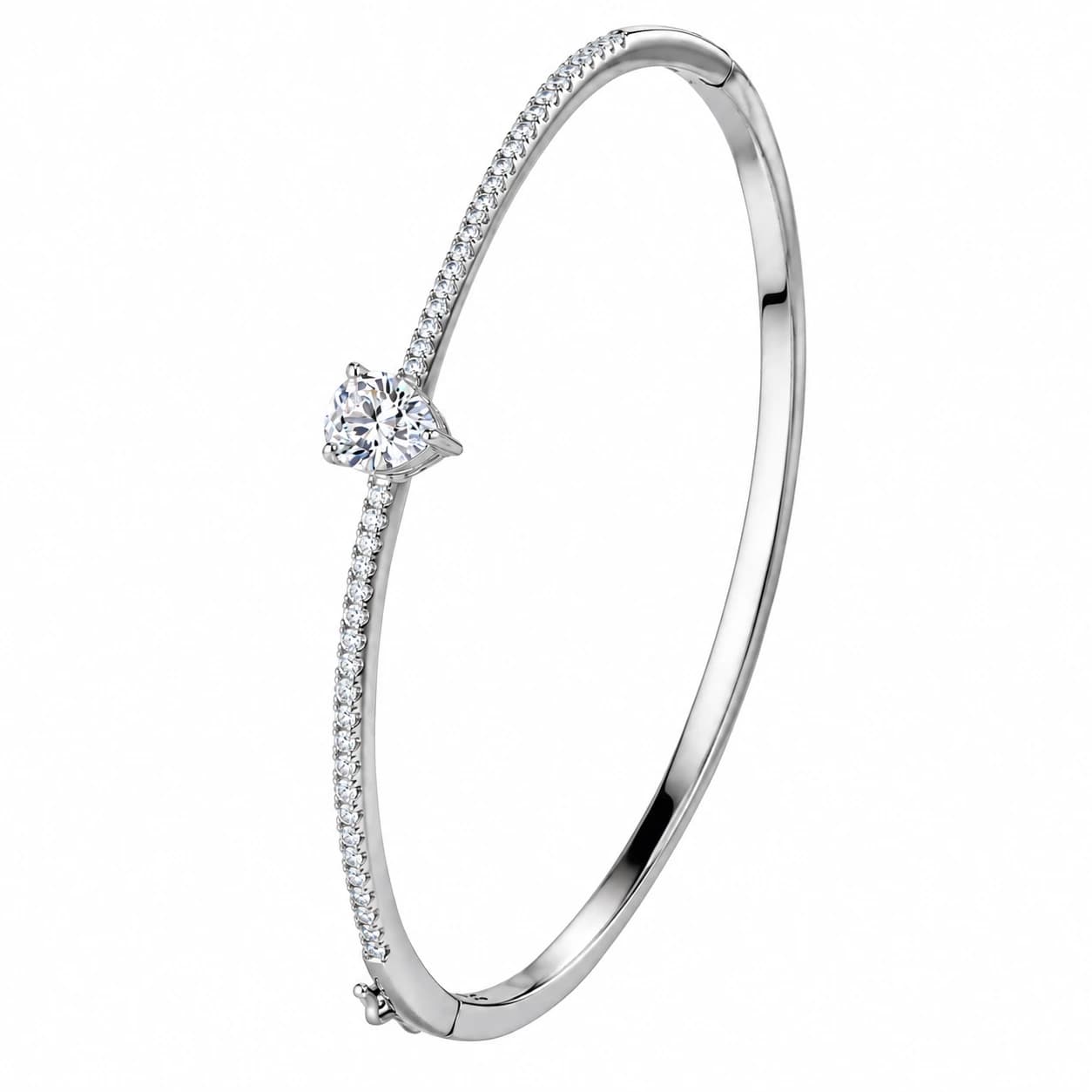 TEARDROP TENNIS BANGLE BRACELET — כסף