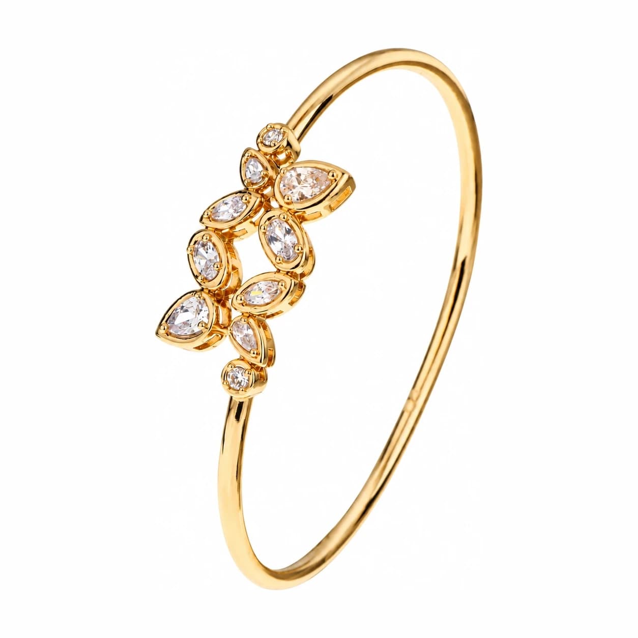 DOUBLE LEAF BANGLE — זהב