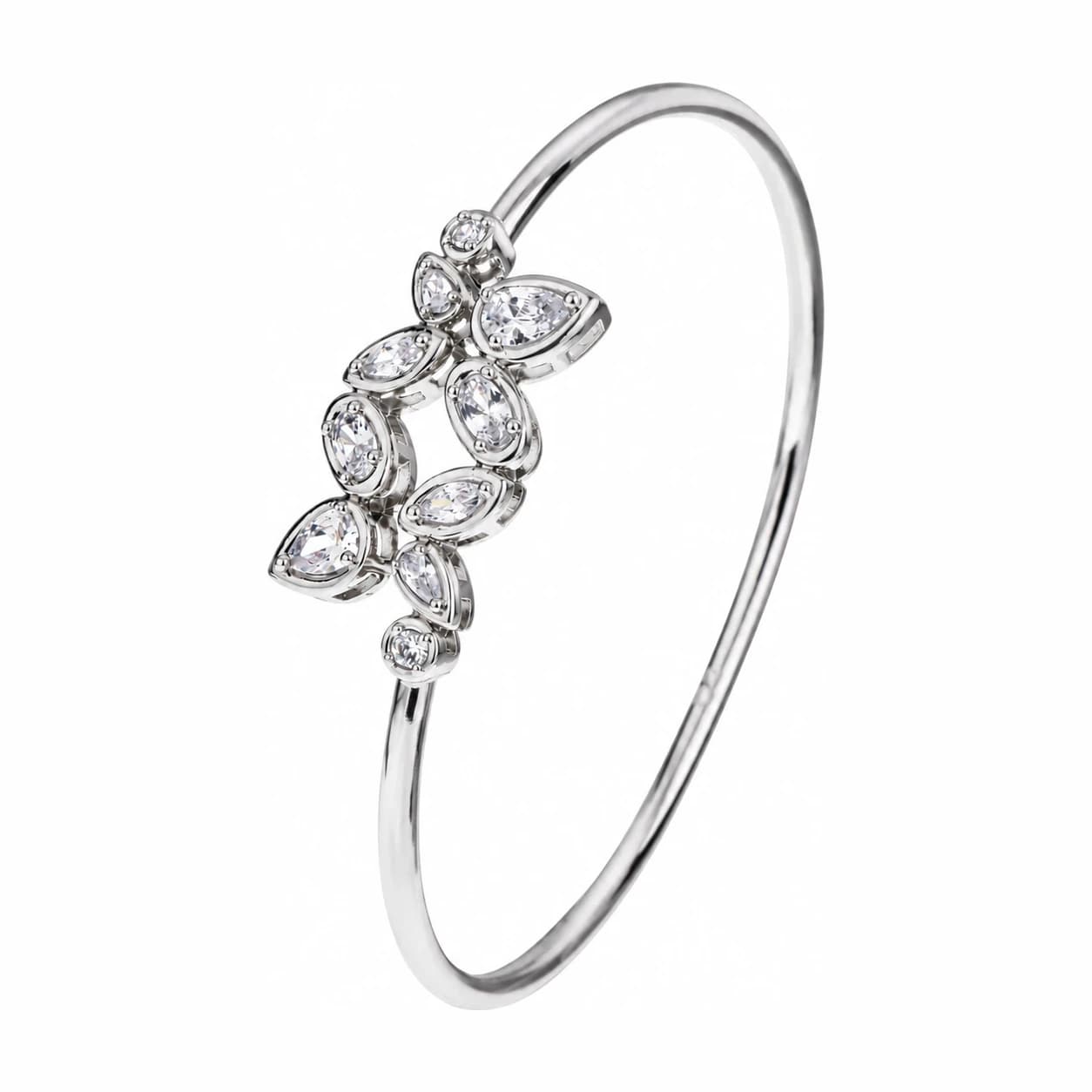 DOUBLE LEAF BANGLE — כסף