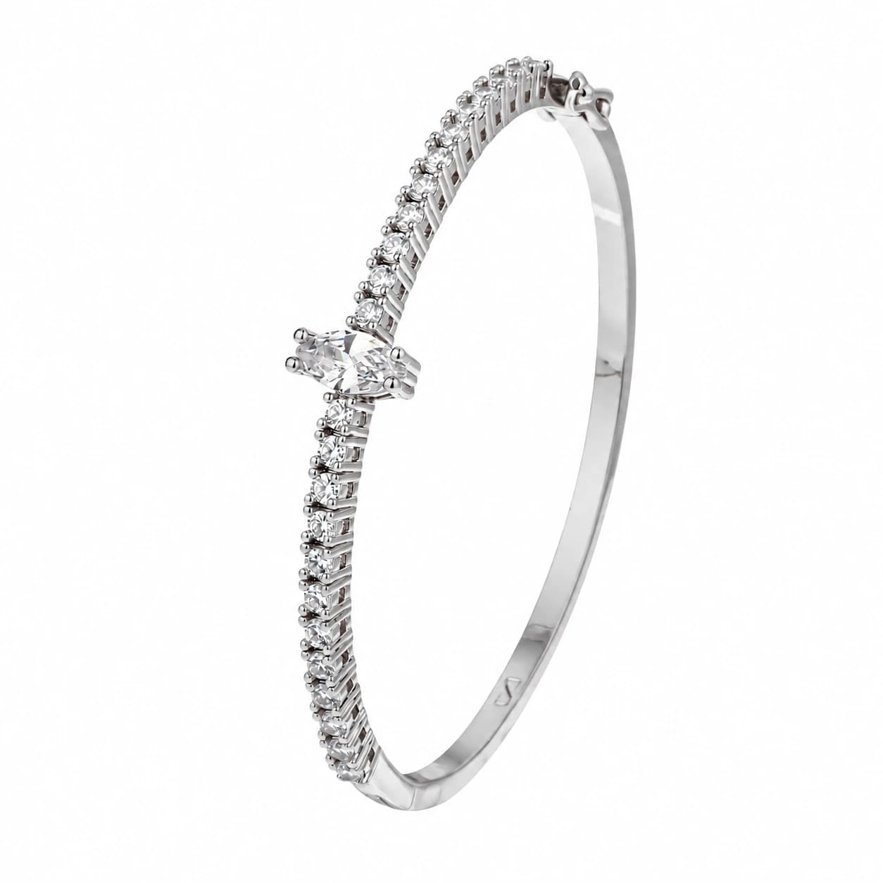 MARQUISE TENNIS BANGLE — כסף