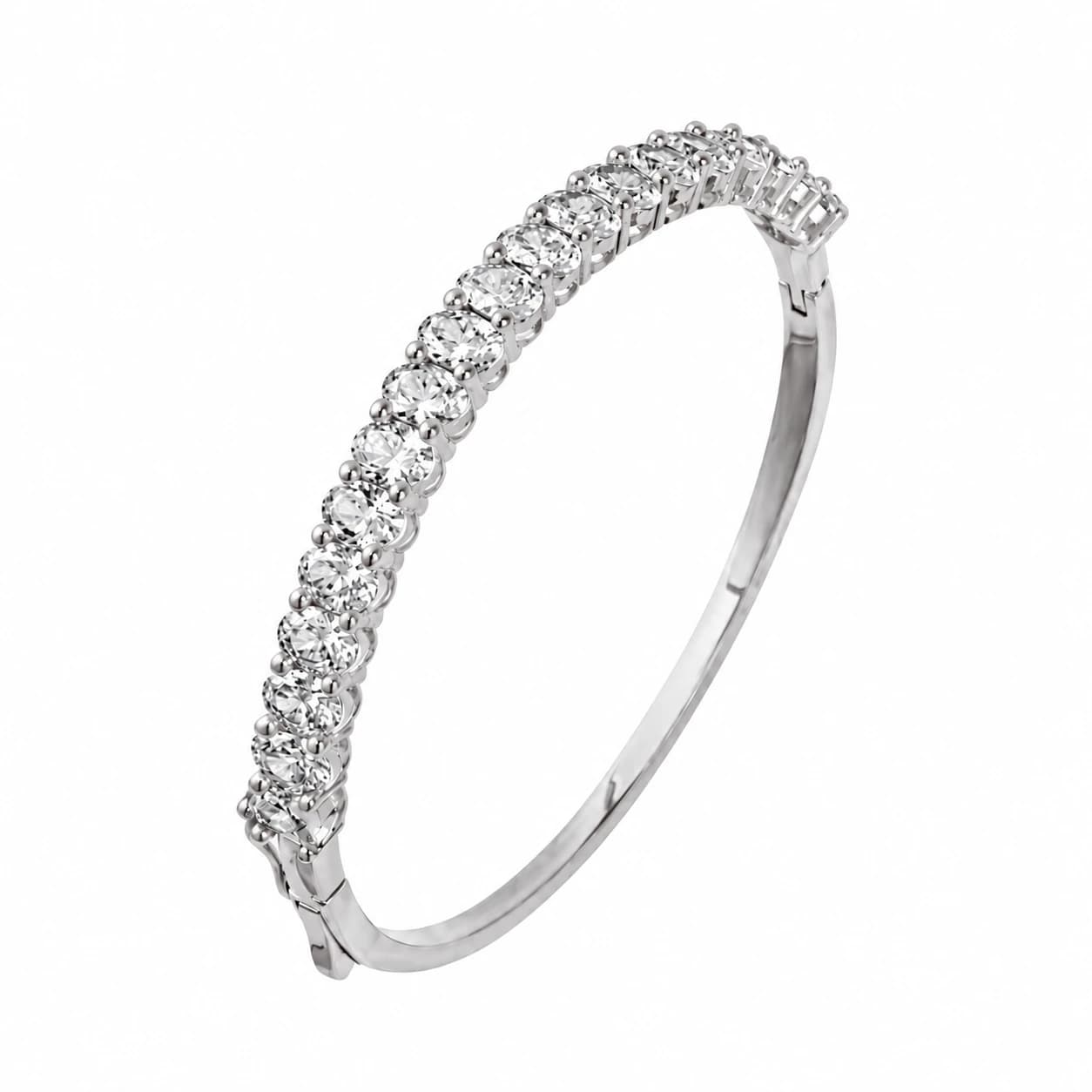 OVAL CRYSTAL BANGLE — כסף