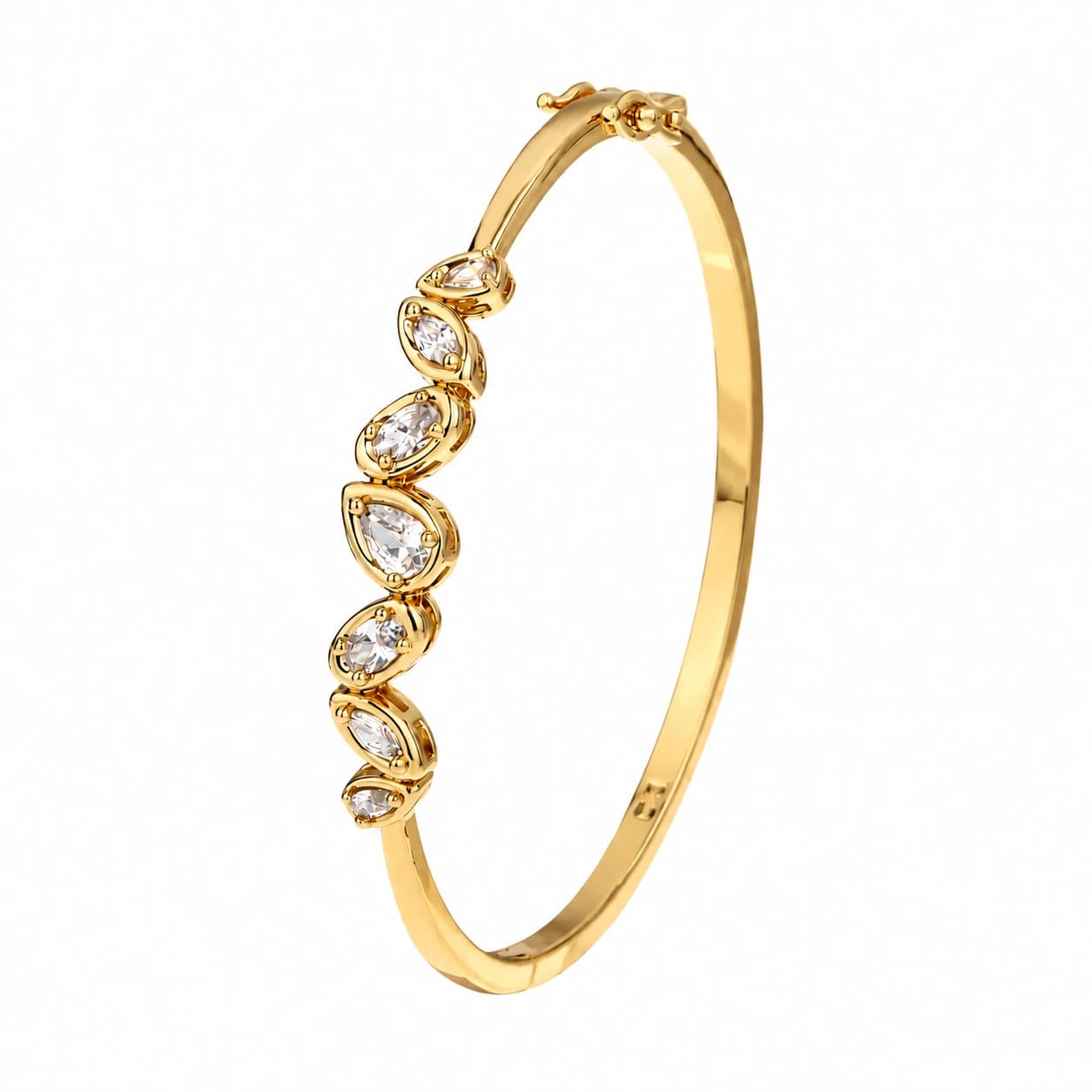 TEARDROP CRYSTAL BANGLE — זהב