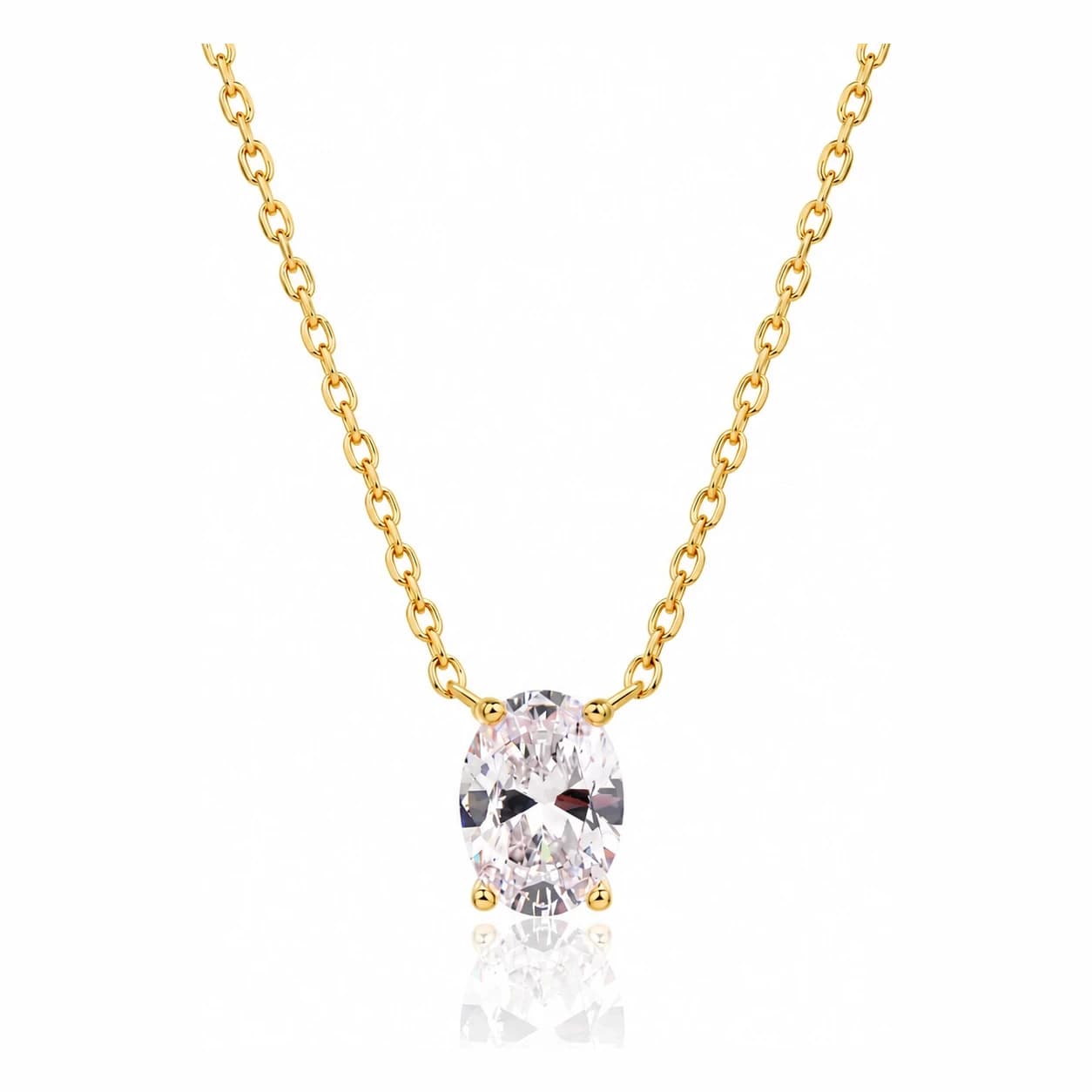 OVAL SOLITAIRE NECKLACE — זהב