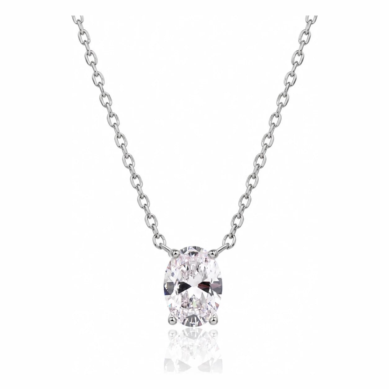 OVAL SOLITAIRE NECKLACE — כסף