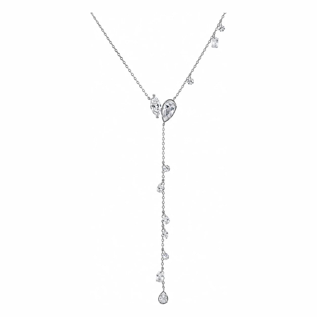 CRYSTAL CASCADE NECK — כסף