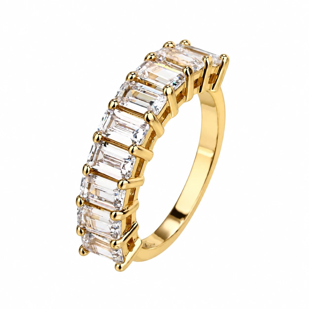 EMERALD CUT ETERNITY RING — זהב