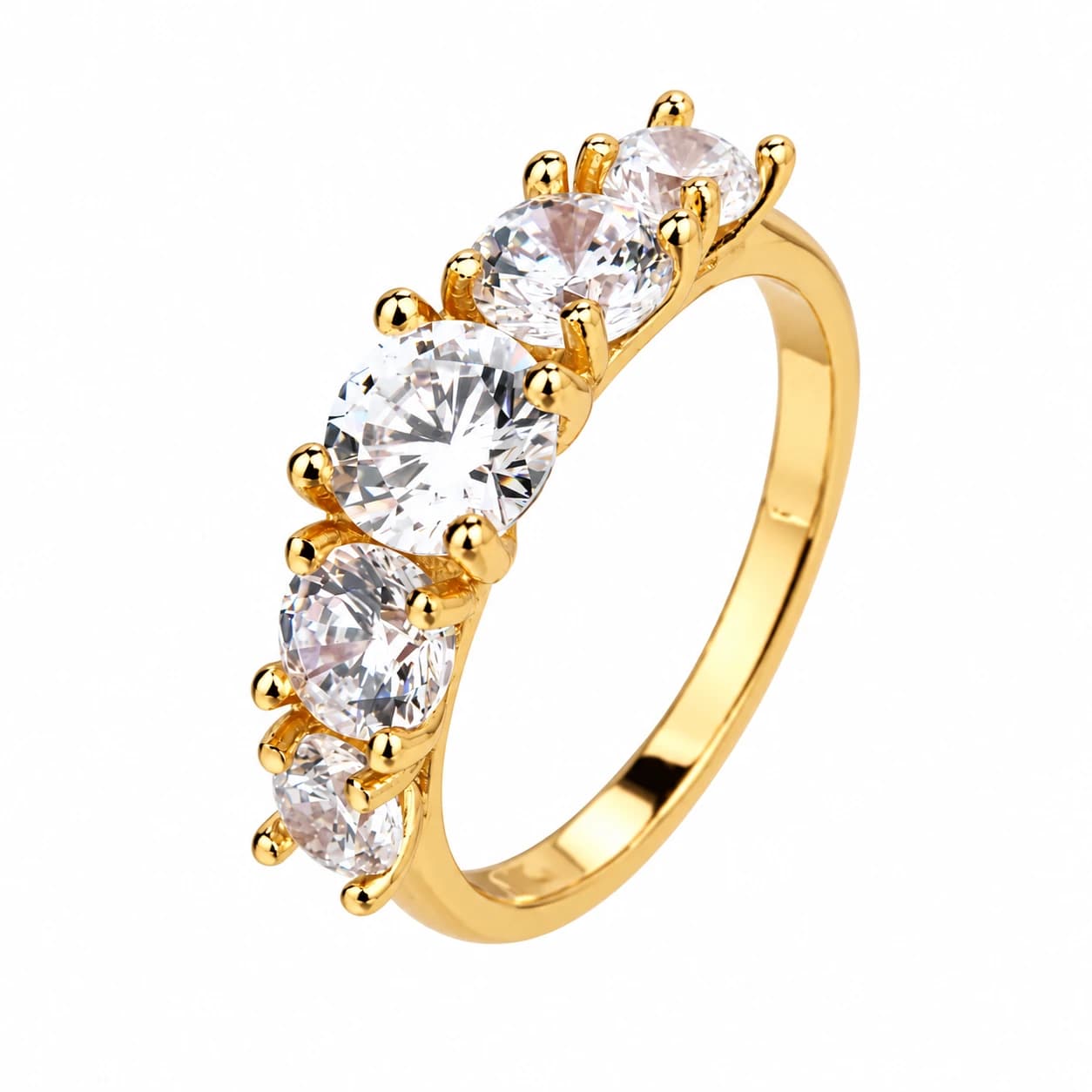 FIVE STONE ROUND RING — זהב