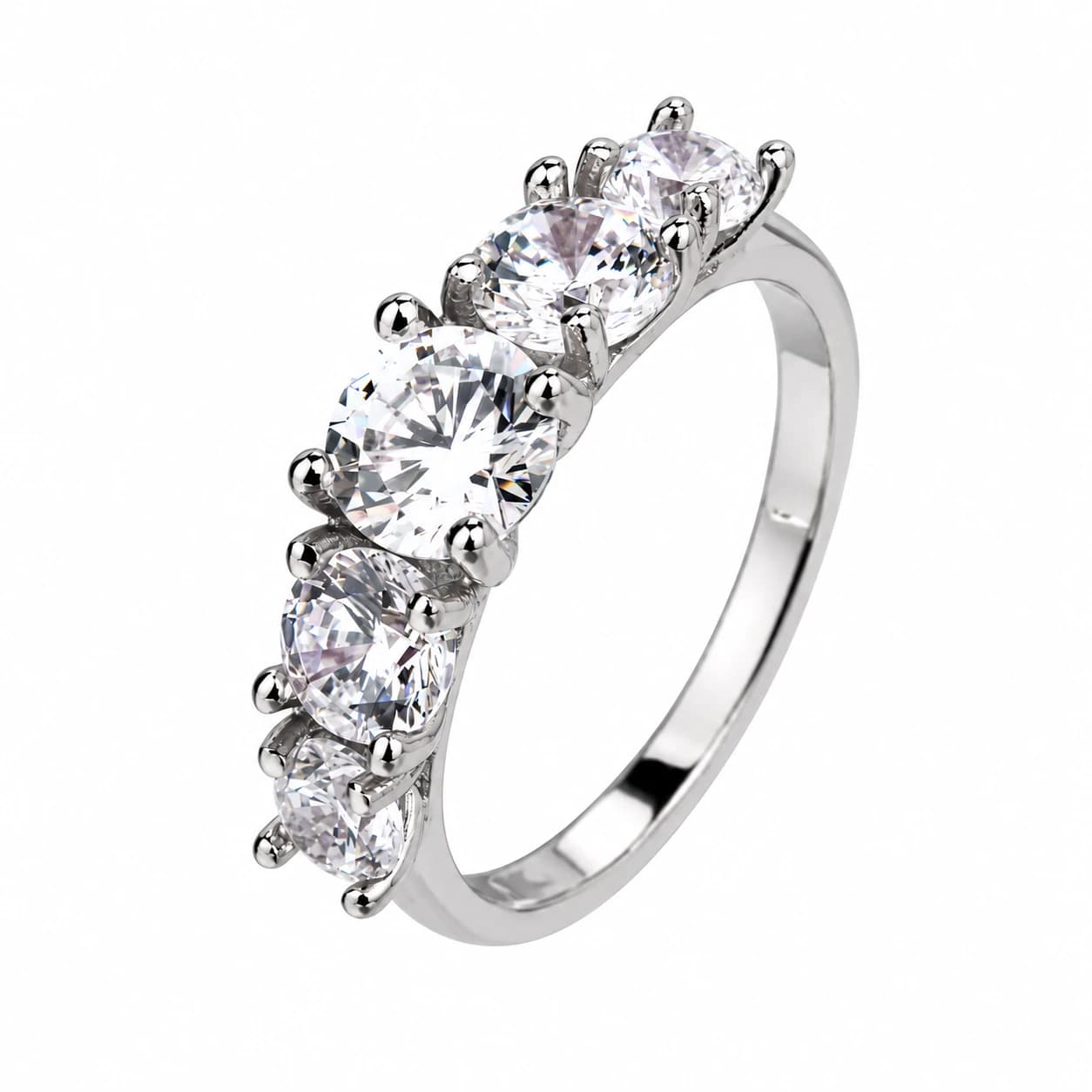 FIVE STONE ROUND RING — כסף