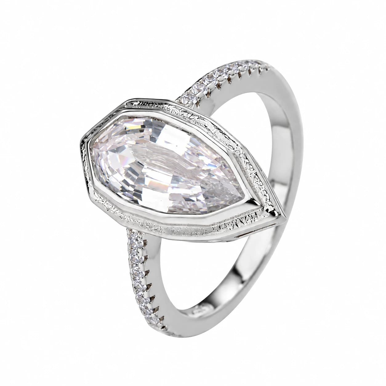 MARQUISE BEZEL SET RING — כסף