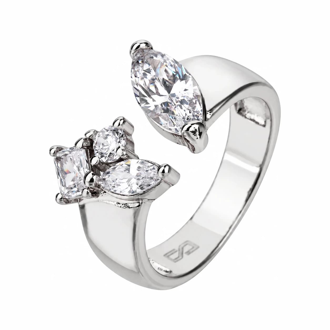 MARQUISE MIX RING — כסף