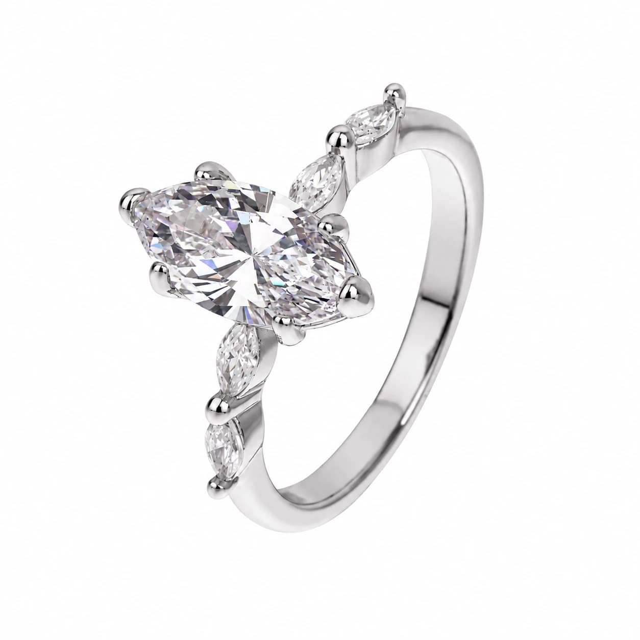 MARQUISE CENTER STONE RING — כסף