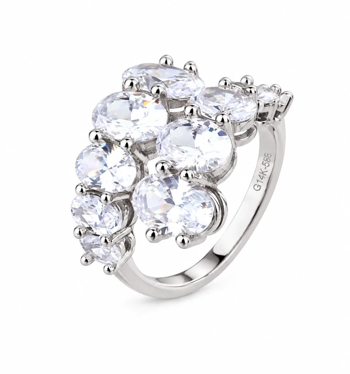 MULTI STONE STATEMENT RING — כסף