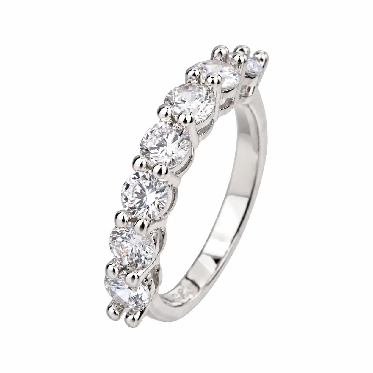ROUND STONE ETERNITY RING — כסף