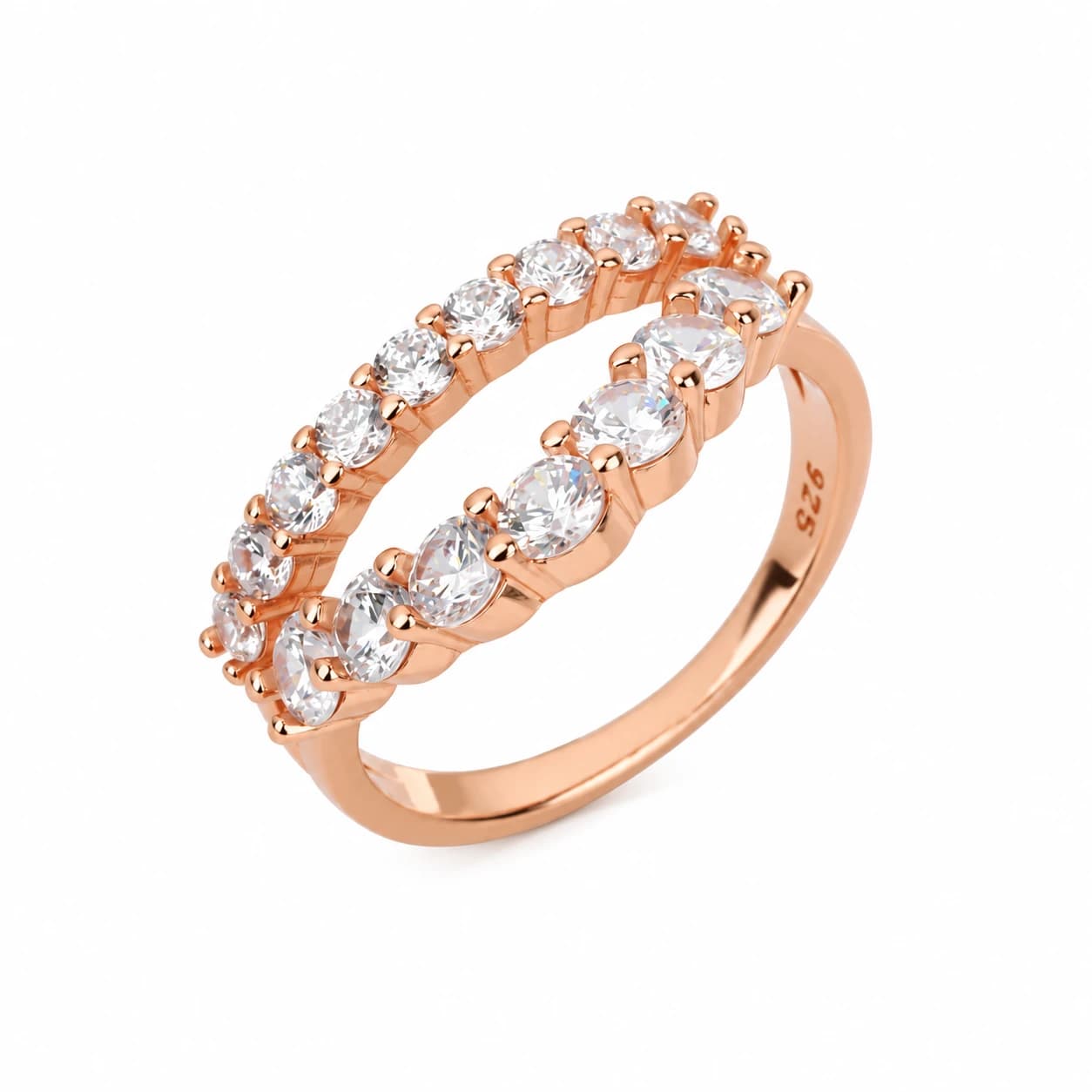 DOUBLE ROW ROUND STONE RING