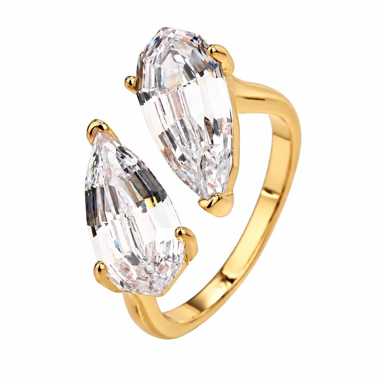 DUAL MARQUISE OPEN RING — זהב