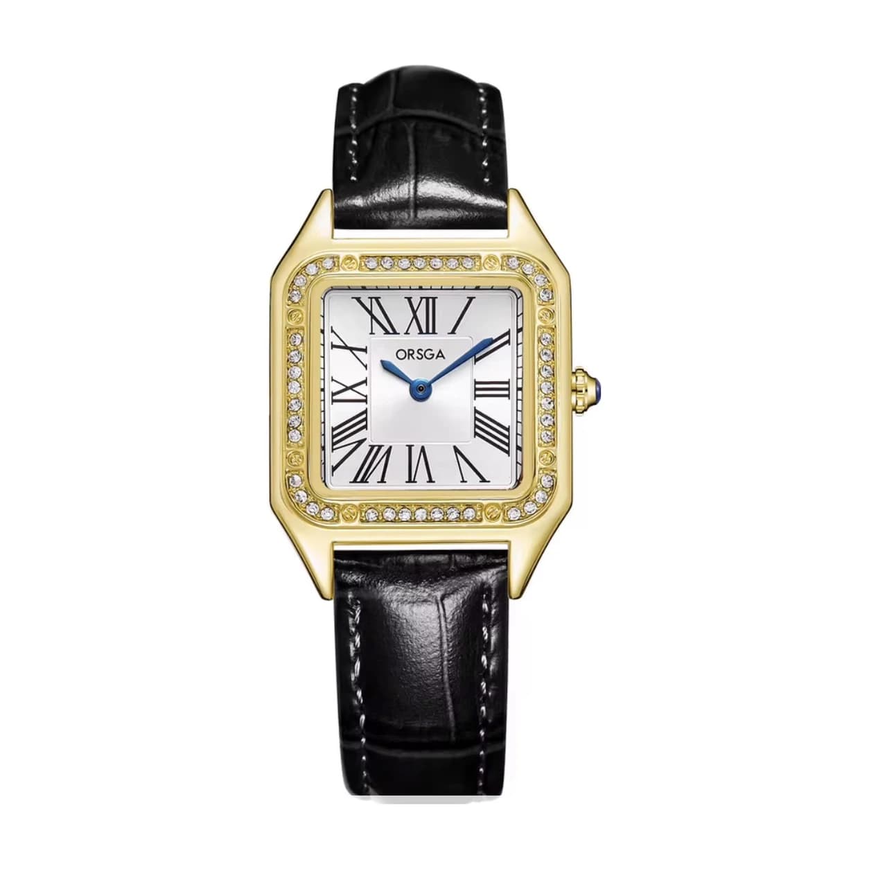 ORSGA ELEGANCE WATCH GOLD BEZEL — רצועה שחורה