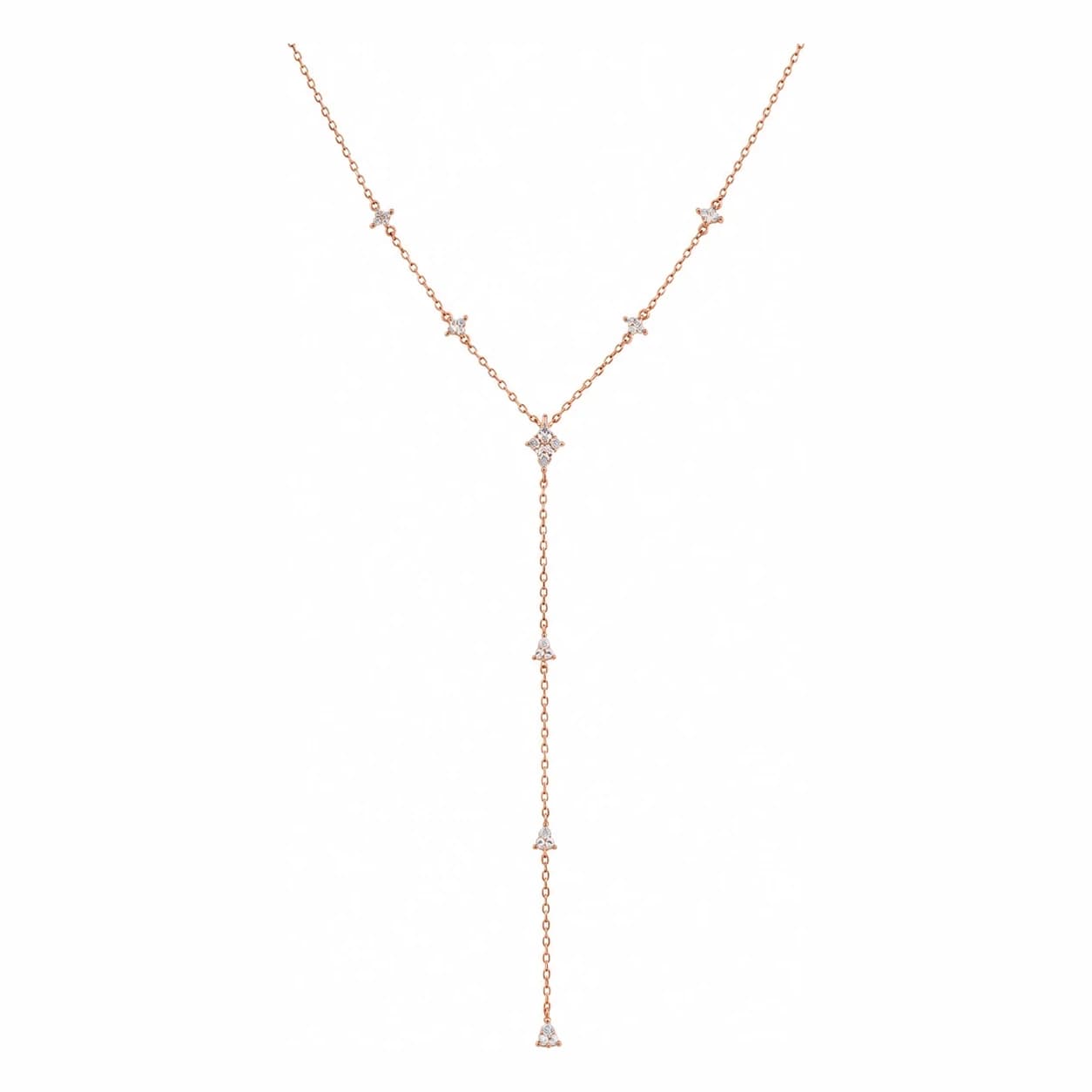 CRYSTAL CASCADE LARIAT NECKLACE