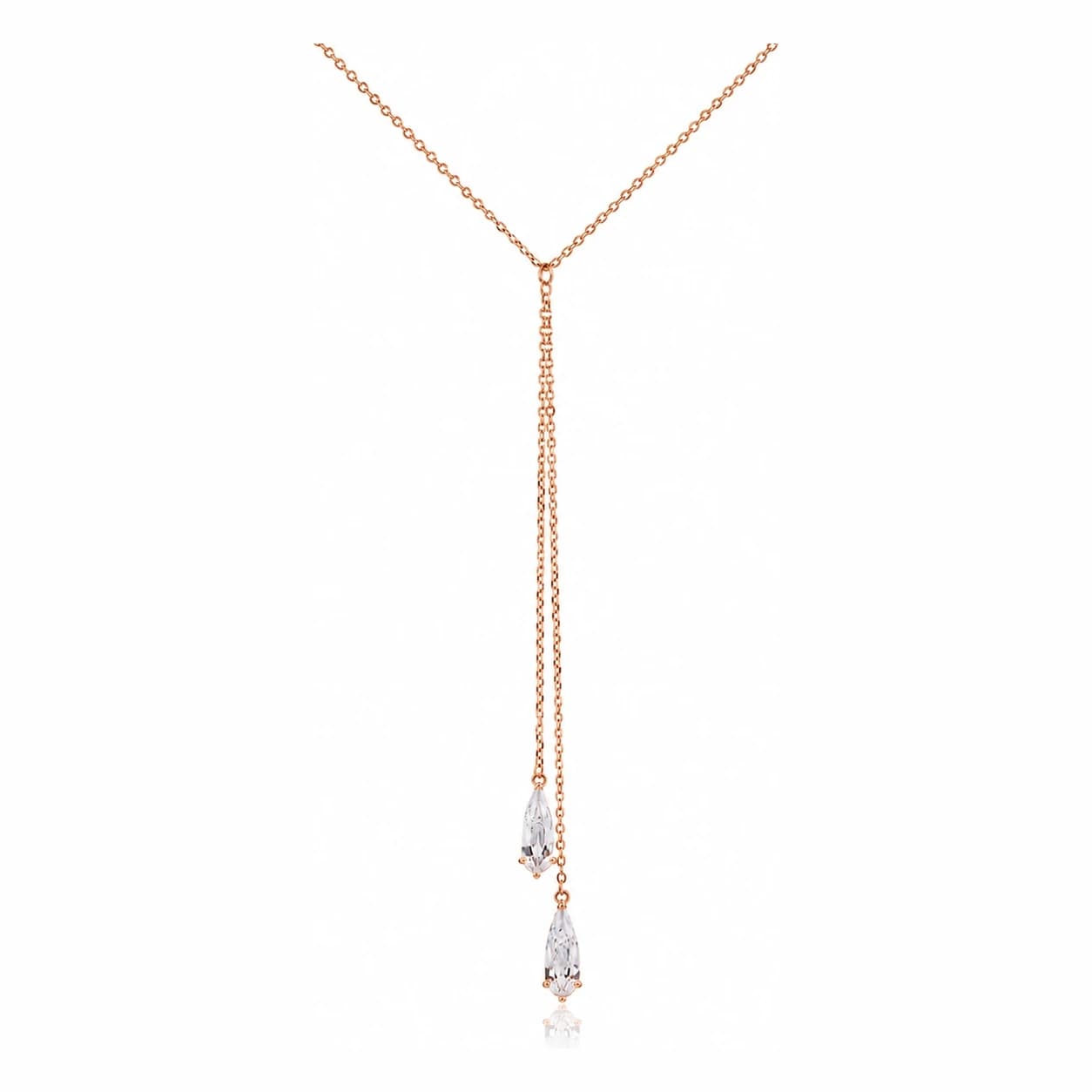 CRYSTAL DROP LARIAT NECKLACE