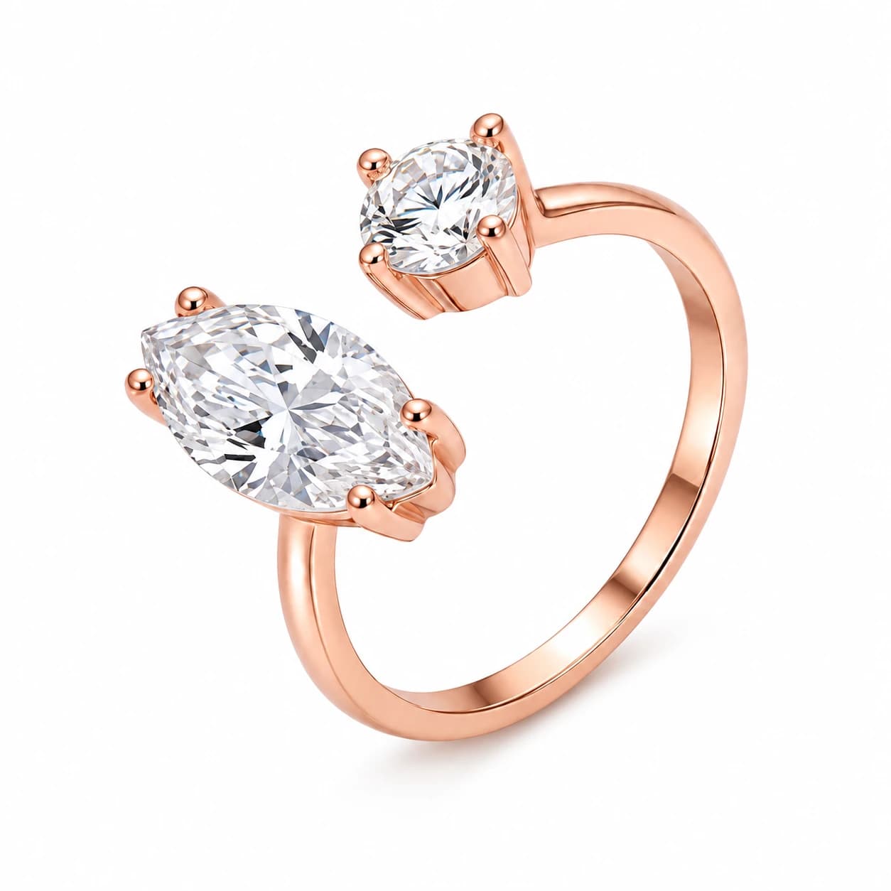 DUAL STONE OPEN RING