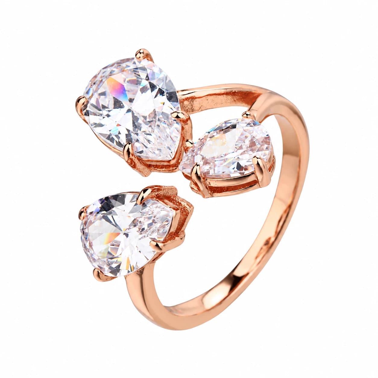 TRIPLE STONE OPEN RING
